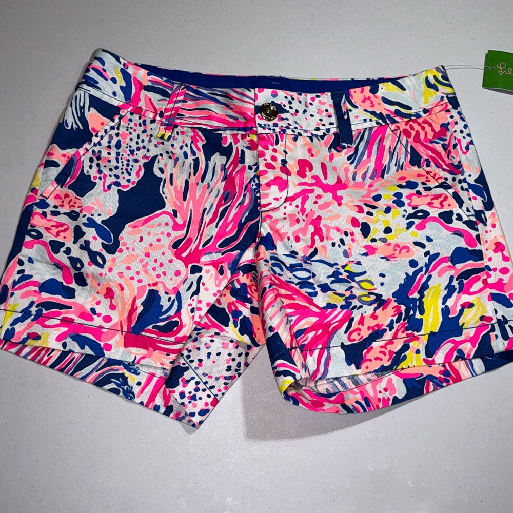 Lilly Pulitzer Multicolor Pink Blue Yellow Printed Cotton Shorts